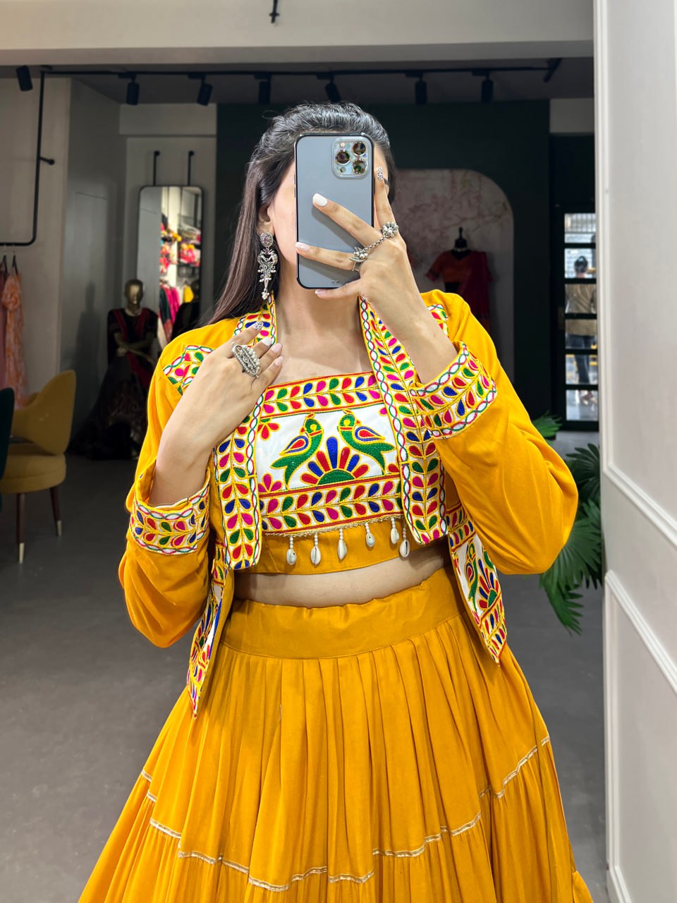 Navratri Lehenga Choli with Koti, Pure Rayon Lehenga Set, Gamthi Work Festival Wear Outfit, Gota Patti Lehenga for Navratri, Designer Navratri Chaniya Choli 2025, Stitched Lehenga Choli with Jacket, Traditional Indian Lehenga Outfit, Cowrie Lace Work Lehenga Choli, Women’s Navratri Garba Dress, Rayon Lehenga Choli with Gamthi Embroidery