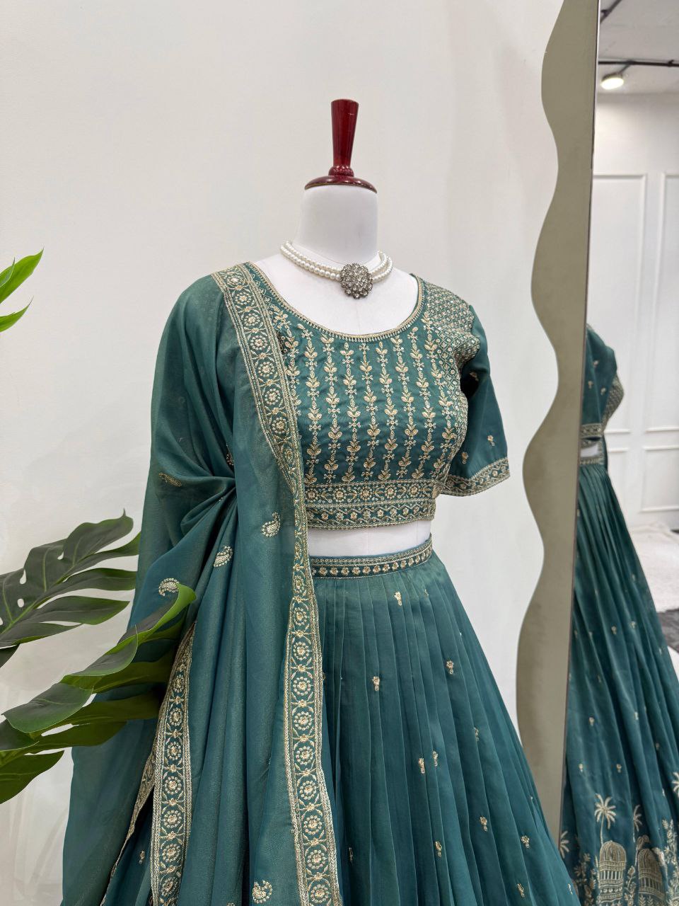 Simmer Silk Sequin Lehenga Choli with Lace Dupatta – 3 Mtr Flair