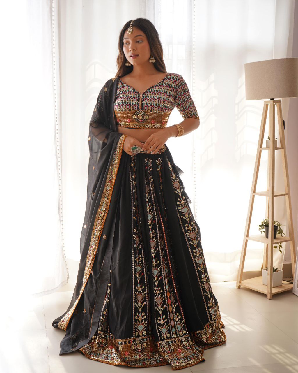 Faux Georgette Lehenga, Sequin Lehenga Choli, Thread Work Lehenga, Semi-Stitched Lehenga, Canvas Flair Lehenga, Unstitched Choli, Partywear Lehenga 2025, Ethnic Wear for Women, Wedding Guest Outfit, Festive Indian Attire, Lightweight Lehenga Set, Dupatta Included Lehenga