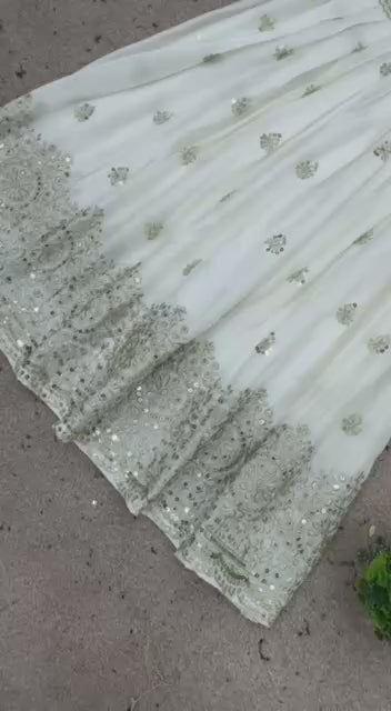 Ivory Golden Zari Embroidered Sharara Suit - Drapes Dress