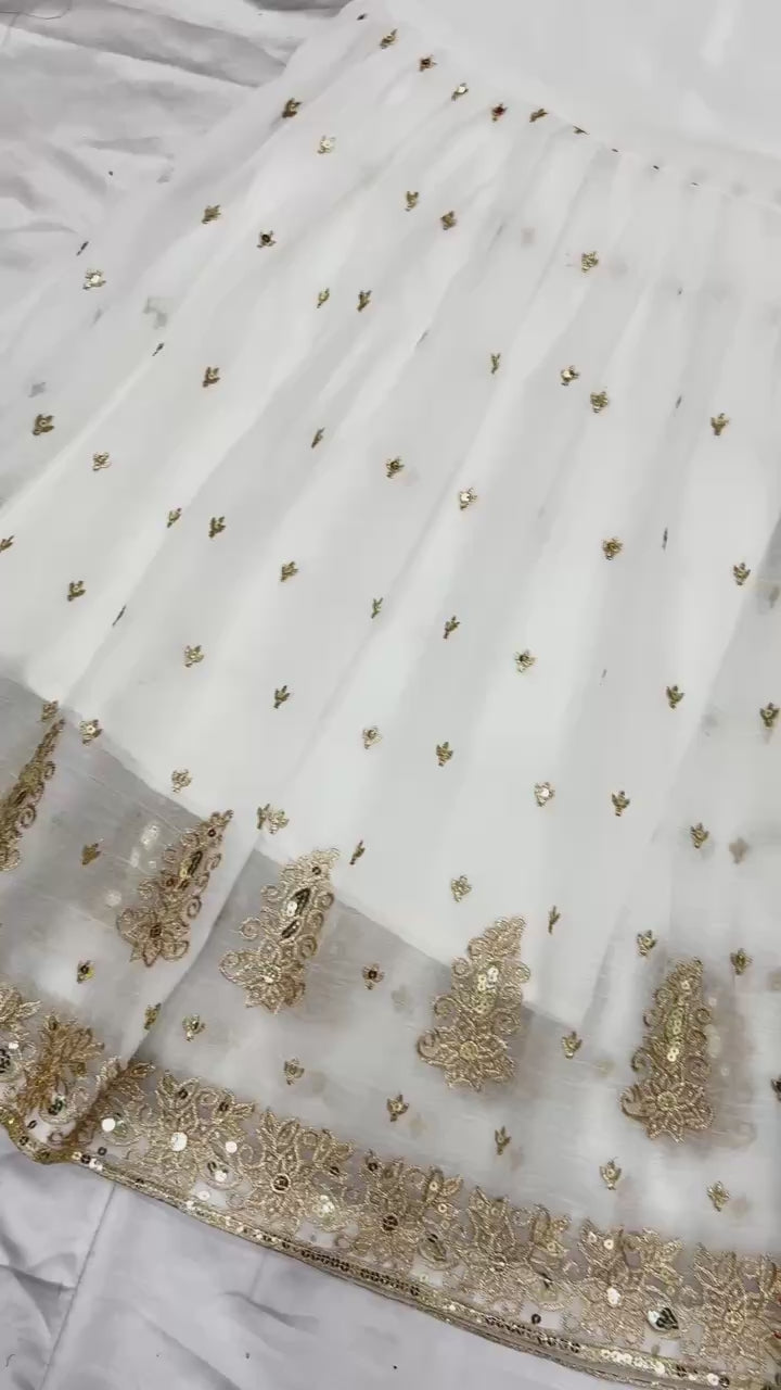 Elegant Pearl Embroidered Sharara Suit with Mirror Border