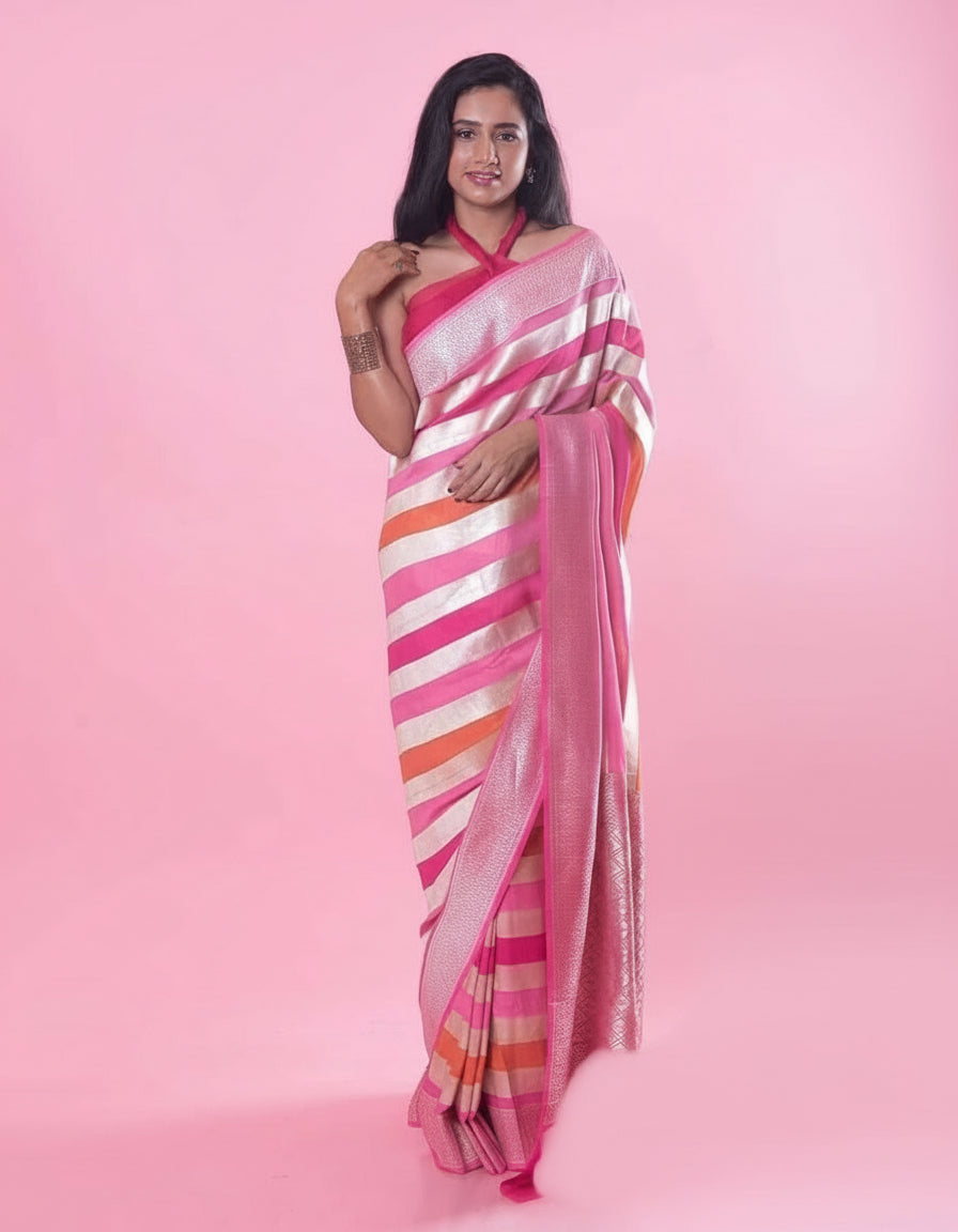 Rani Traditional Kanchipuram Silk Saree with Woven Border Classic Pallu