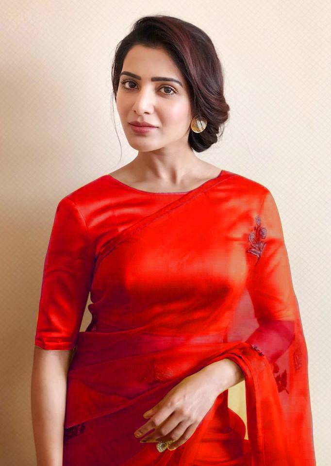 Red Pure Organza Sequins Embroidery Saree with Banglori Blouse