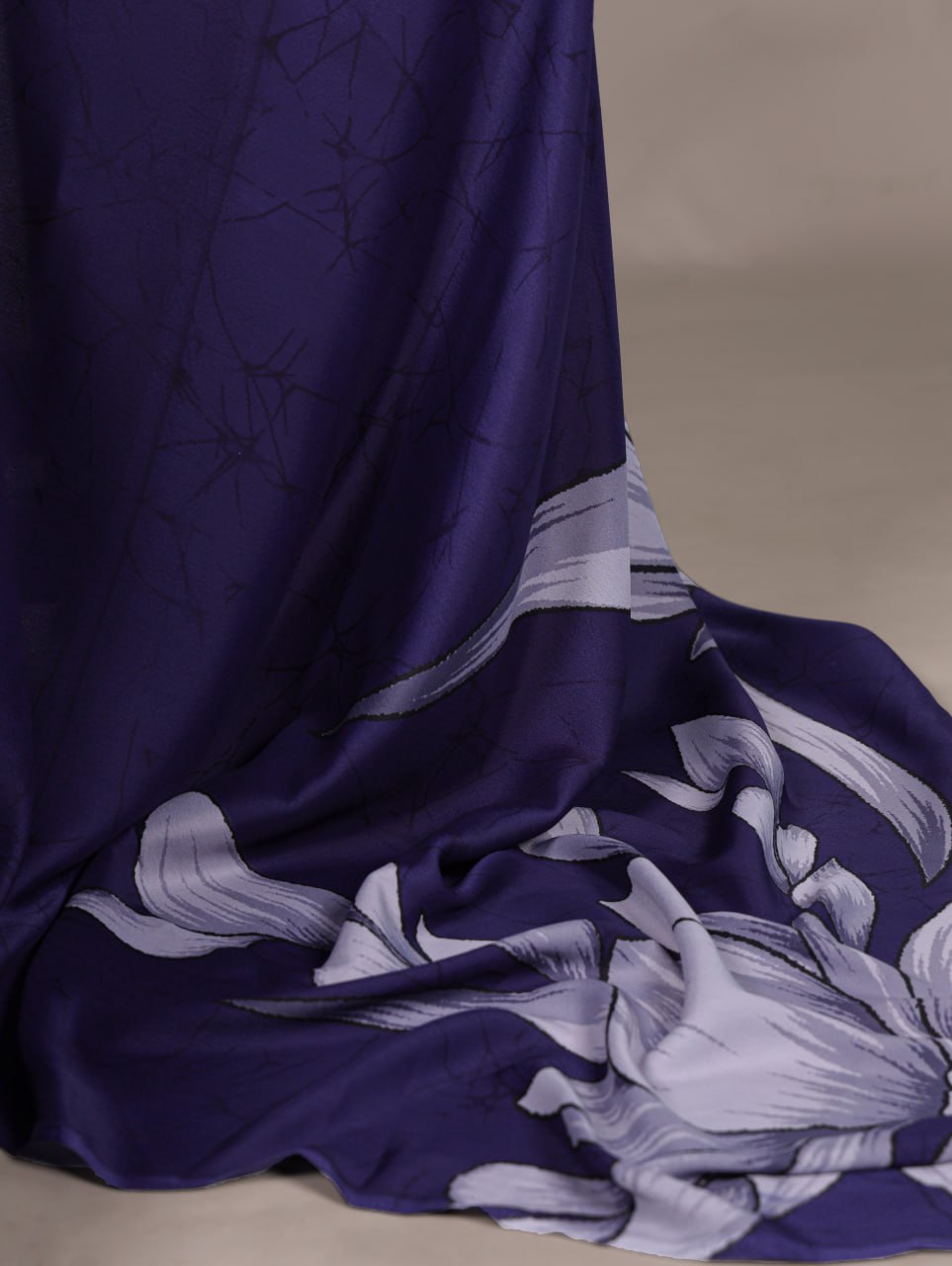 Royal Blue Printed Chanderi Saree with Classic Border