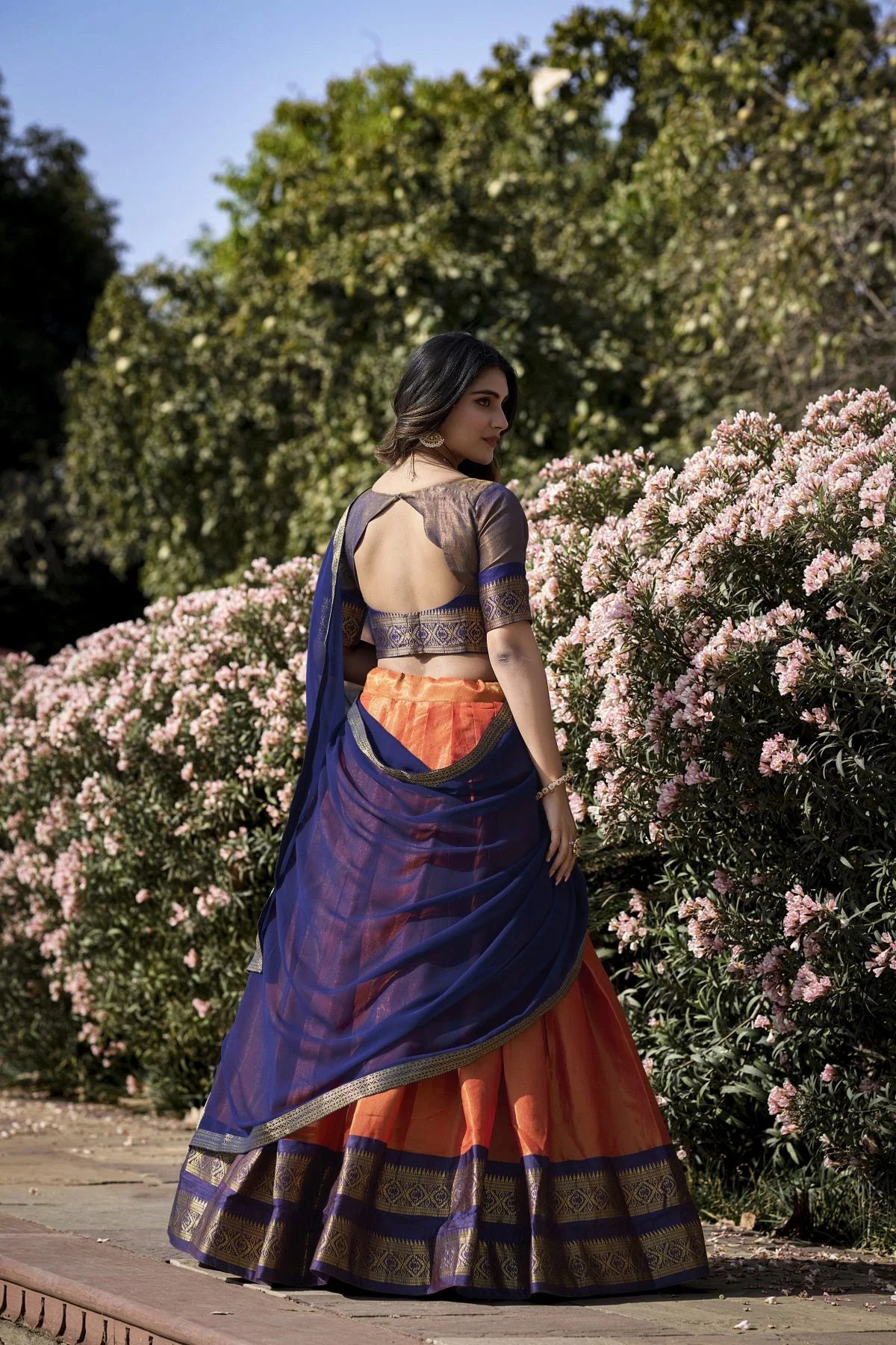 Kanchipuram Lehenga Choli with Ethnic Dupatta for Women Wedding Festival