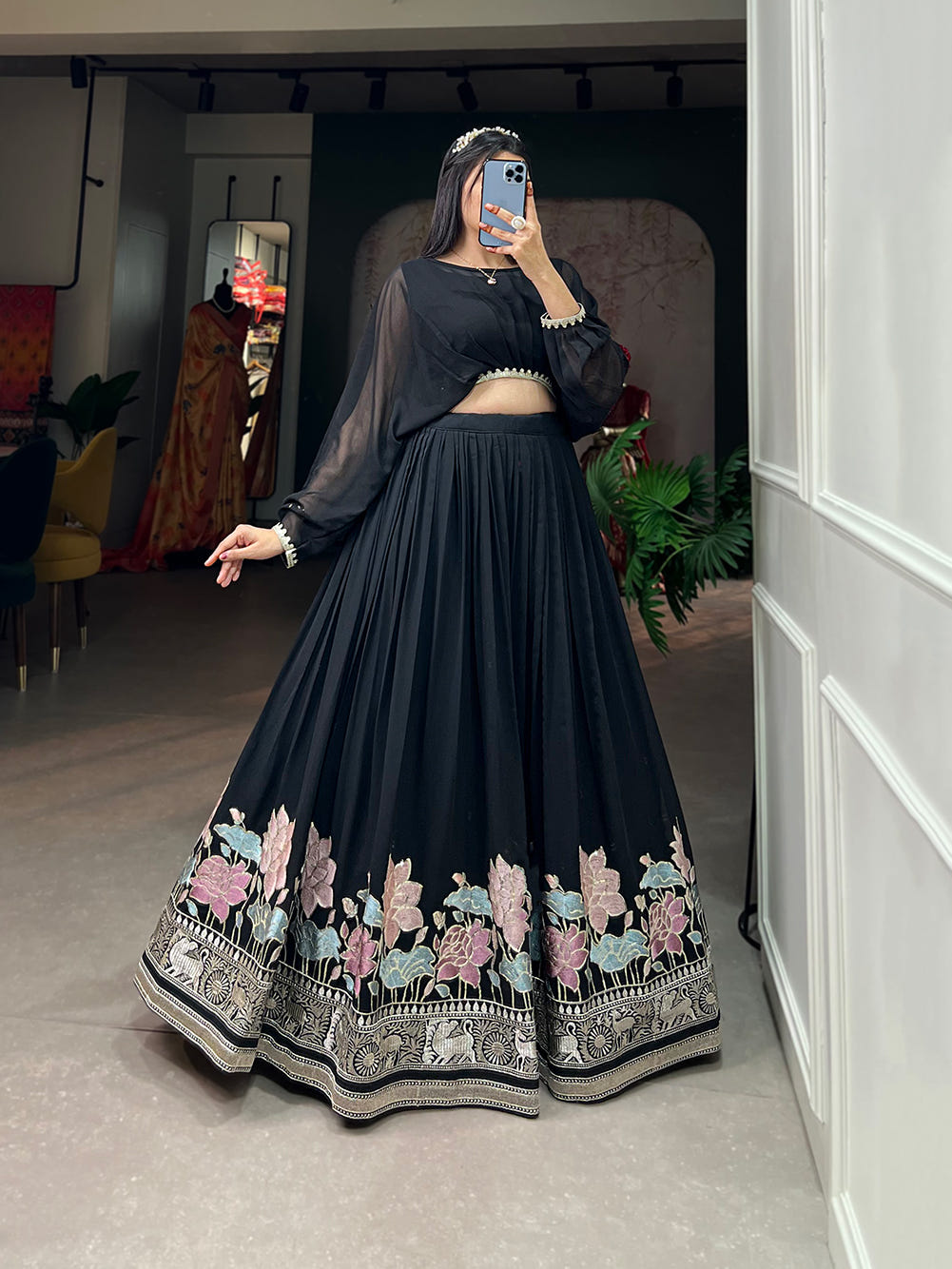 Georgette Co-ord Set, Embroidered Lehenga Set, Sequin Co-ord Set, Stitched Co-ord Set, Party Wear Co-ord, Traditional Coord Set, Designer Coord Collection, Canvas Flair Lehenga, Indian Co-ord Set, Lehenga with Top, 3.5 Meter Flare Lehenga, Lace Border Top, Lightweight Coord Set, Ethnic Coord Outfit