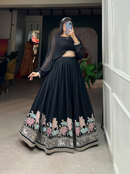 Georgette Co-ord Set, Embroidered Lehenga Set, Sequin Co-ord Set, Stitched Co-ord Set, Party Wear Co-ord, Traditional Coord Set, Designer Coord Collection, Canvas Flair Lehenga, Indian Co-ord Set, Lehenga with Top, 3.5 Meter Flare Lehenga, Lace Border Top, Lightweight Coord Set, Ethnic Coord Outfit