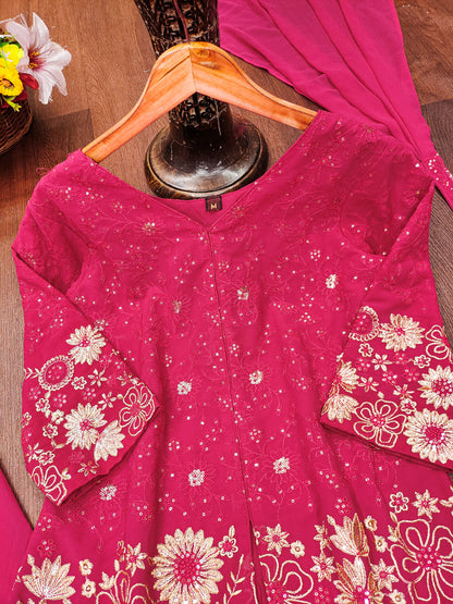 Designer Georgette Plazo Suit with Elegant Embroidered Work
