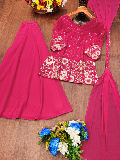 Designer Georgette Plazo Suit with Elegant Embroidered Work