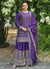 Purple Silk Sharara Suit with Heavy Golden Zari & Sequin Embroidery