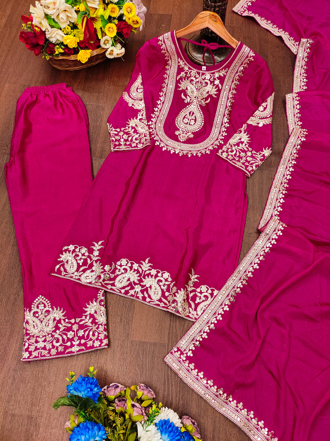 Luxuriant Chinnon Sequence Work Purple Color Salwar Suit