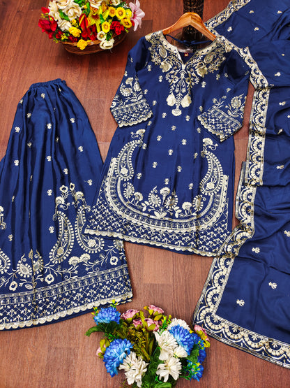 Designer Chinon Sharara Suit with Stunning Sequin Embroidered Work