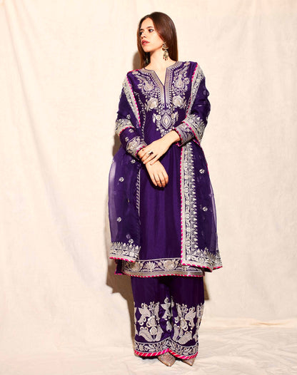 Elegant Designer Chinon Suit with Sequin Embroidery Work – Perfect for Festive & Party Wear