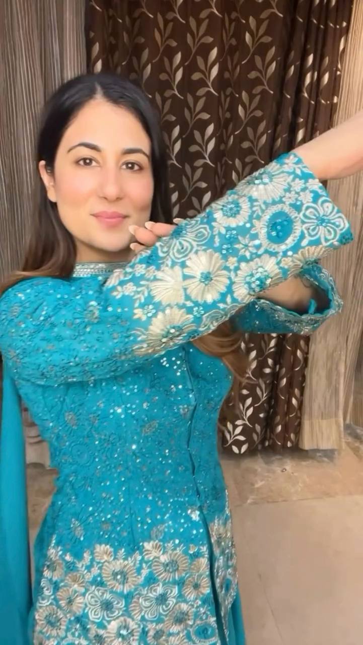 Designer Georgette Plazo Suit with Elegant Embroidered Work
