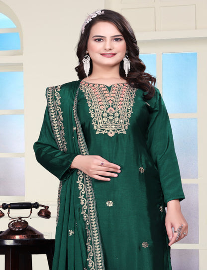 Designer Chinon Sharara Suit with Coding Sequin Embroidery Work Drape Dress