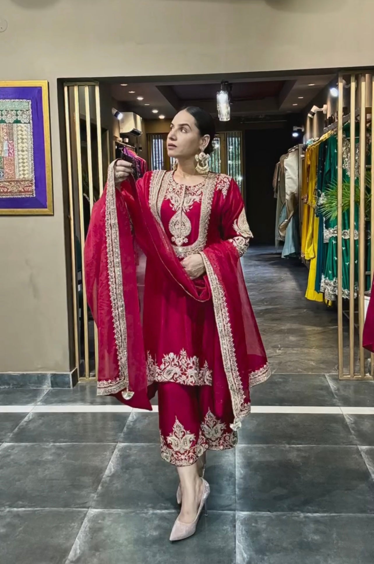 Luxuriant Chinnon Sequence Work Maroon Color Salwar Suit