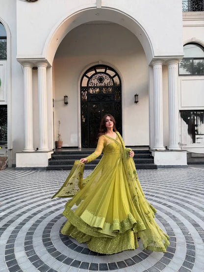 Butterfly Net Lehenga Set with Blouse & Dupatta