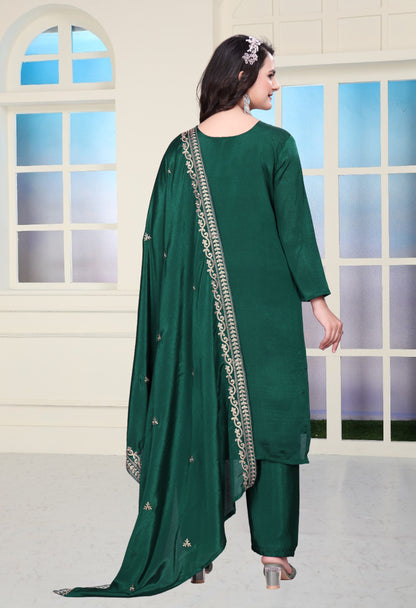 Designer Chinon Sharara Suit with Coding Sequin Embroidery Work Drape Dress