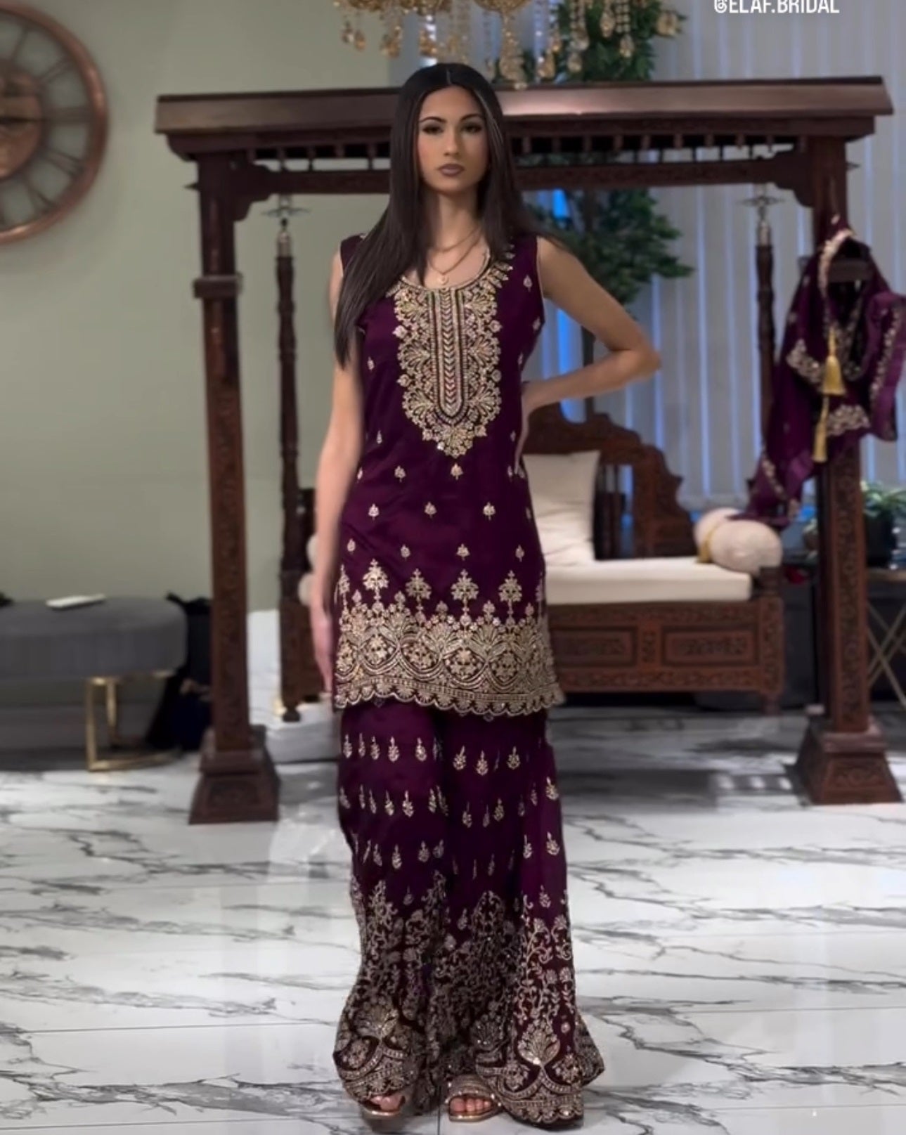 Designer Georgette Sequin-Embroidered Sharara Suit | Party Wear Drape Dress