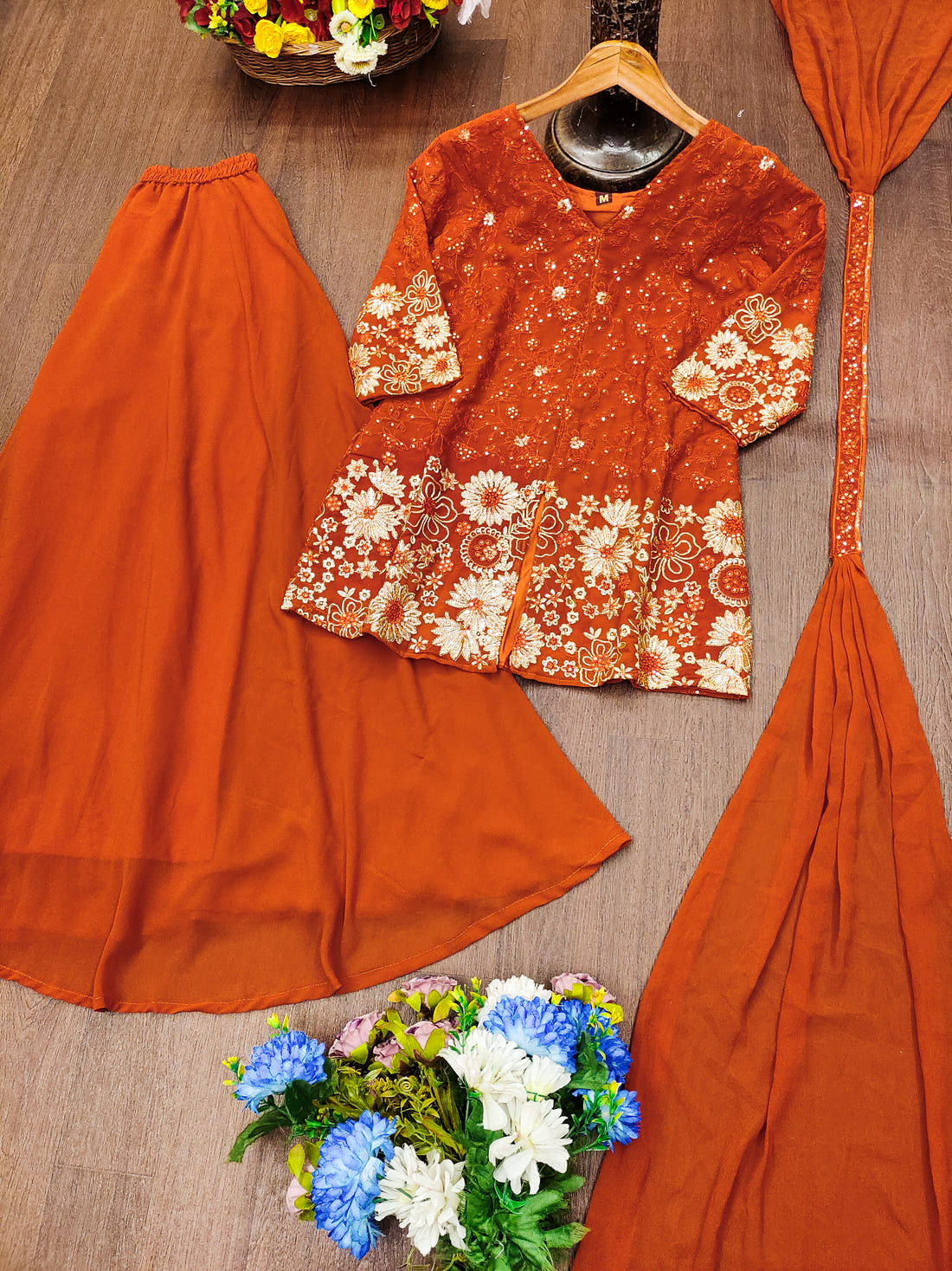 Designer Georgette Plazo Suit with Elegant Embroidered Work