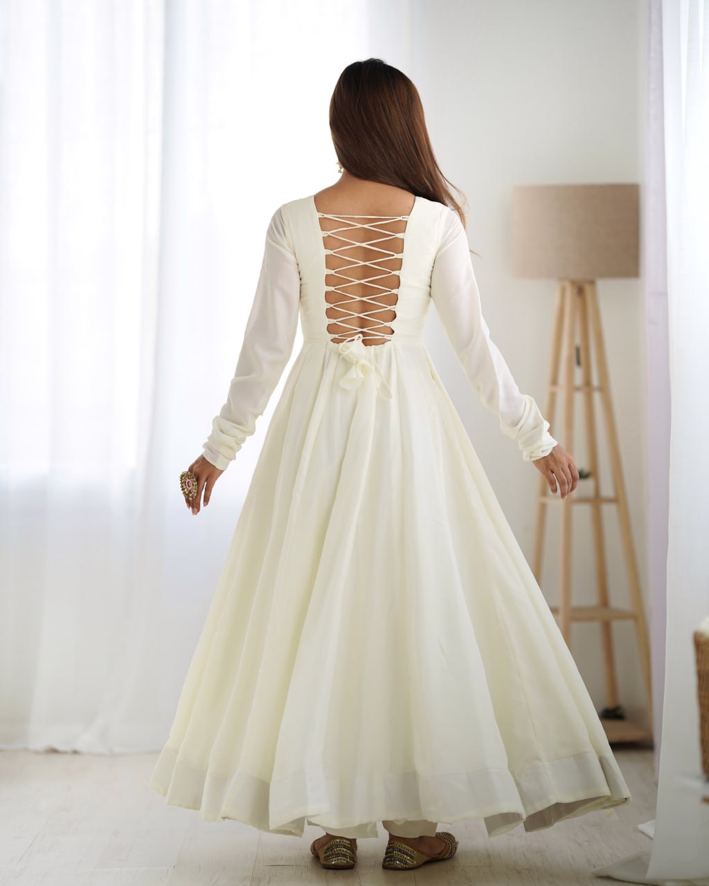 BLACKPureSoftSilkFestiveWearAnarkaliSetwithDupatta