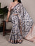 Beige Tasar Silk Printed Saree with Shimmering Viscose Border
