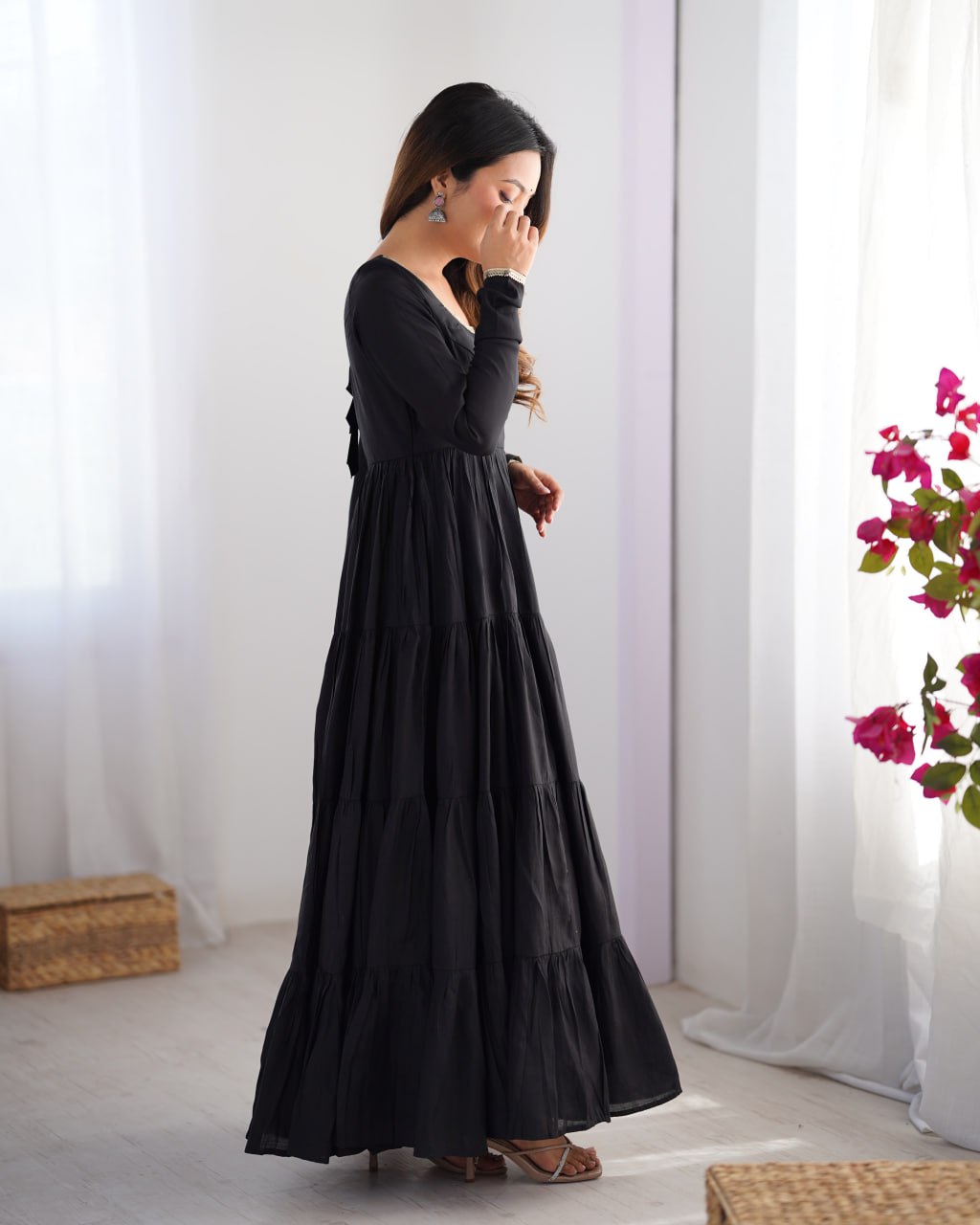 Black Elegant Festive Wear Anarkali Suit – Pure Dupatta & Pant Set