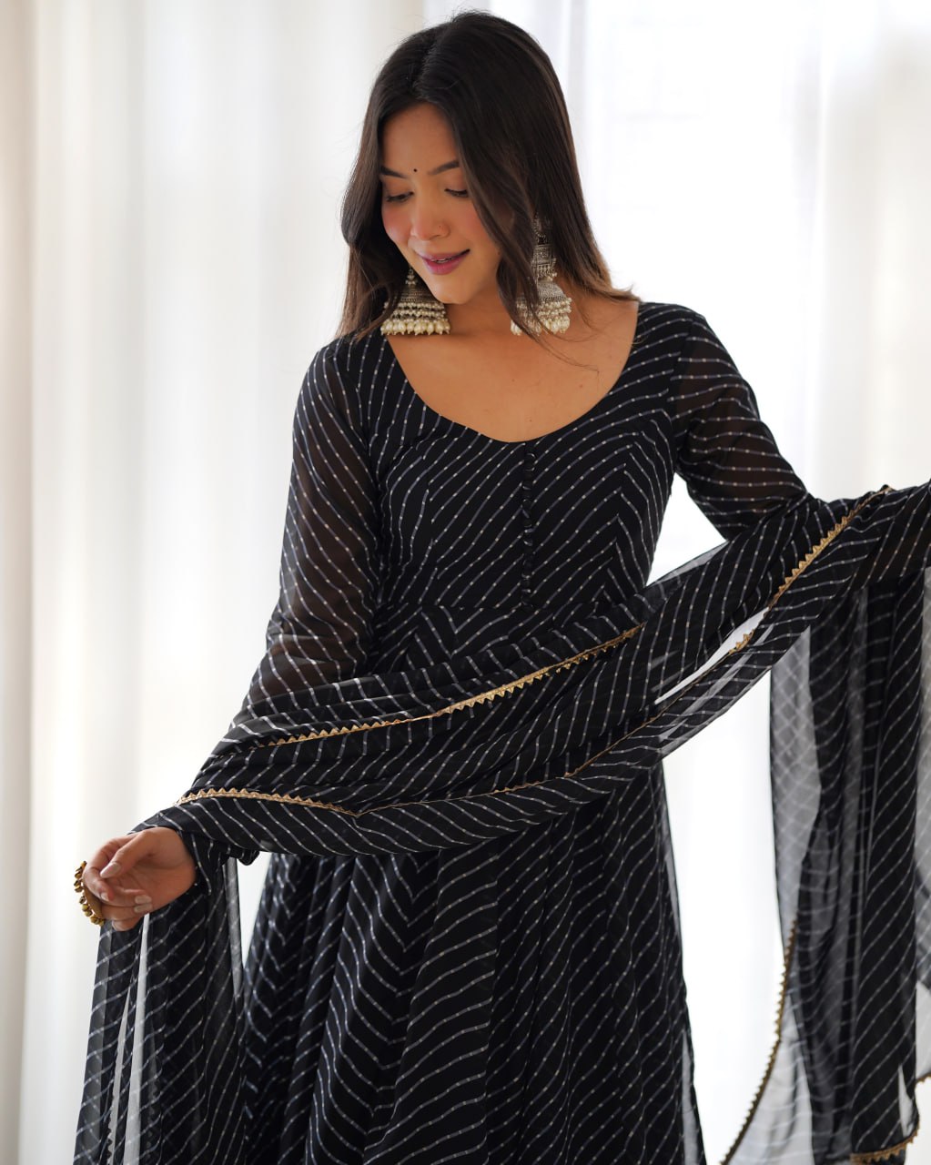 Black Laheriya Fox Georgette  Festive Wear Anarkali Suit Set  