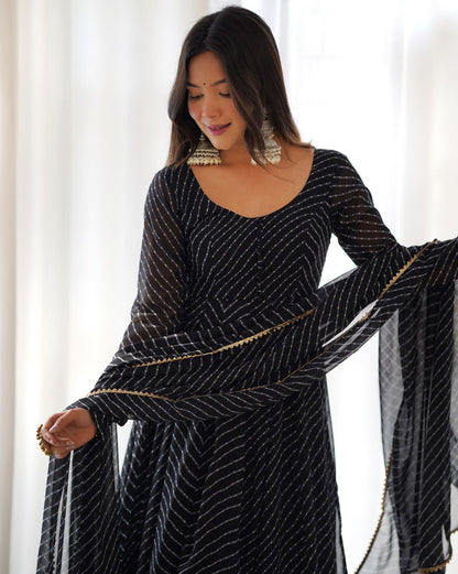 Black Laheriya Fox Georgette  Festive Wear Anarkali Suit Set  