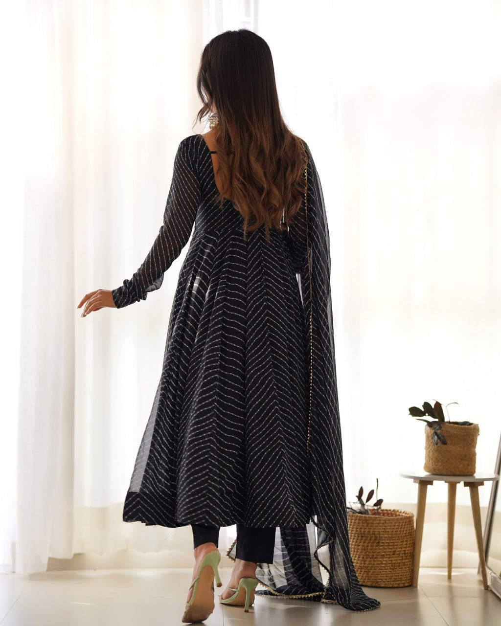 Black Laheriya Fox Georgette  Festive Wear Anarkali Suit Set  