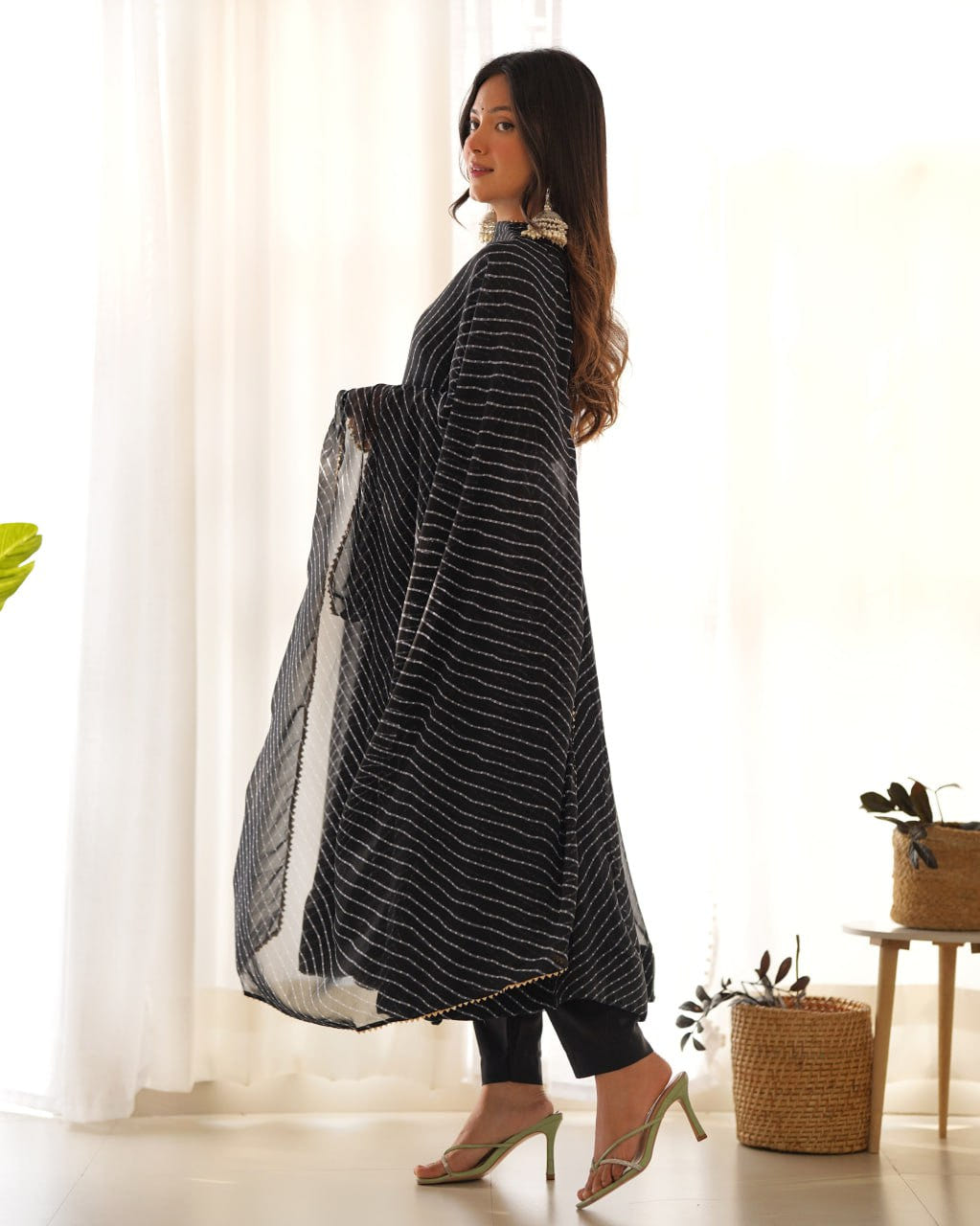 Black Laheriya Fox Georgette  Festive Wear Anarkali Suit Set  