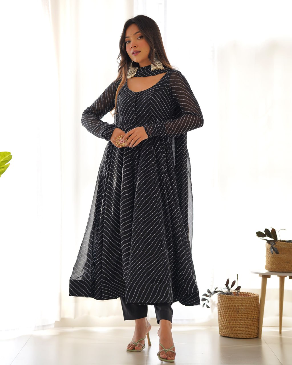 Black Laheriya Fox Georgette  Festive Wear Anarkali Suit Set  