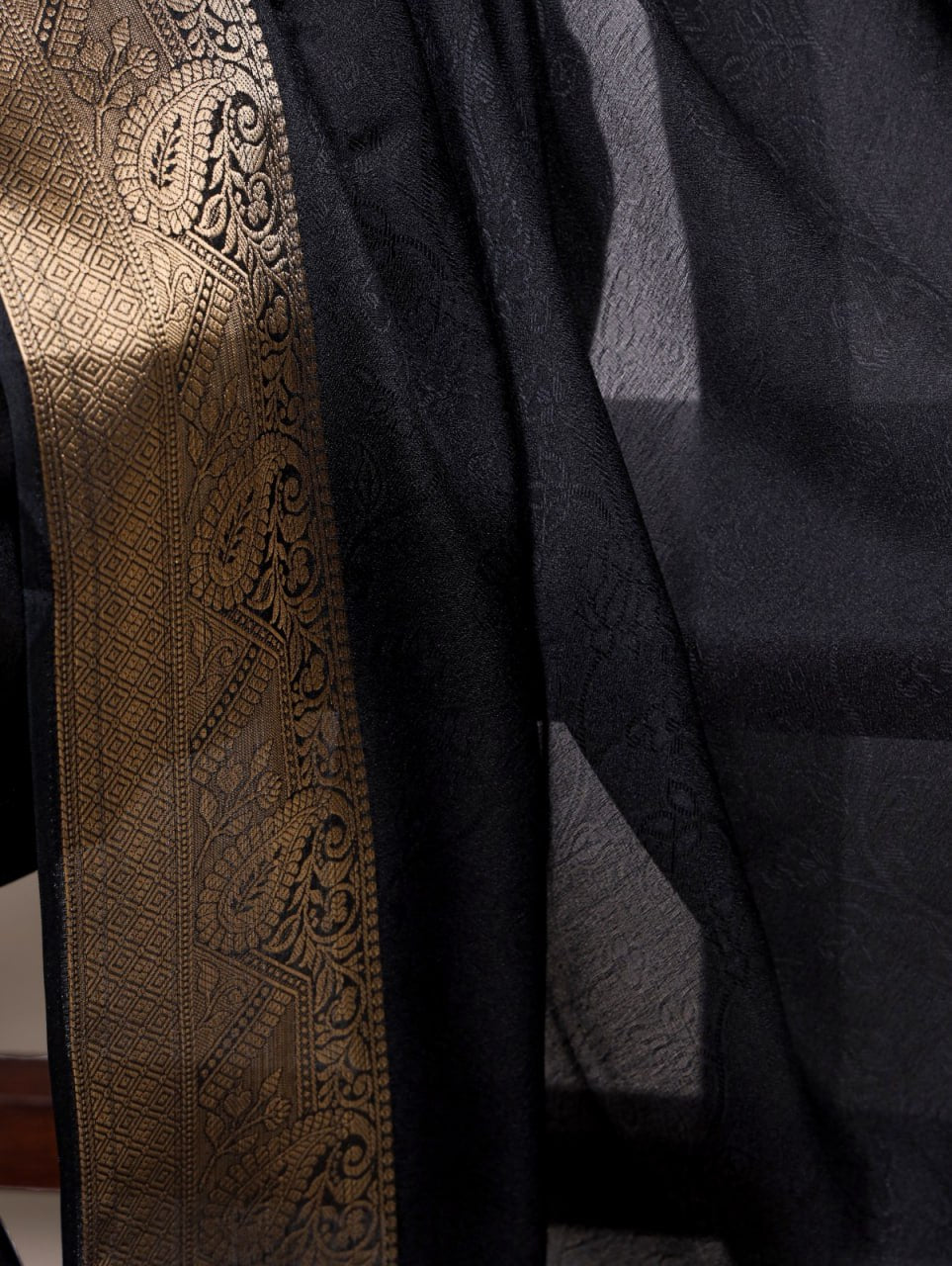 Black Marsh Mello Zari Weaving Saree with Matching Blouse