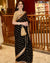 Black Pure Georgette Original Mirror & Embroidery Work Saree