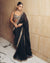 Black Satin Silk Saree With A Mirror And Embroidery Work Blouse