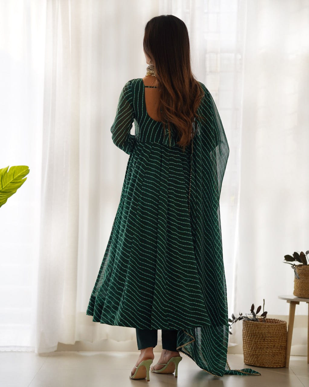 BOTTLEGREEN Laheriya Fox Georgette  Festive Wear Anarkali Suit Set  