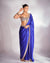 Bule Satin Silk Saree With A Mirror And Embroidery Work Blouse