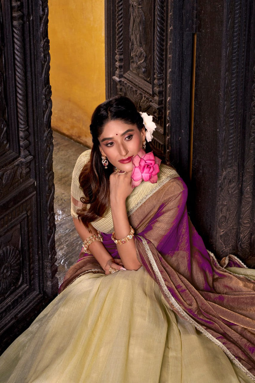 Yellow Royal Dupion Silk Zari Weaving Lehenga Choli Set