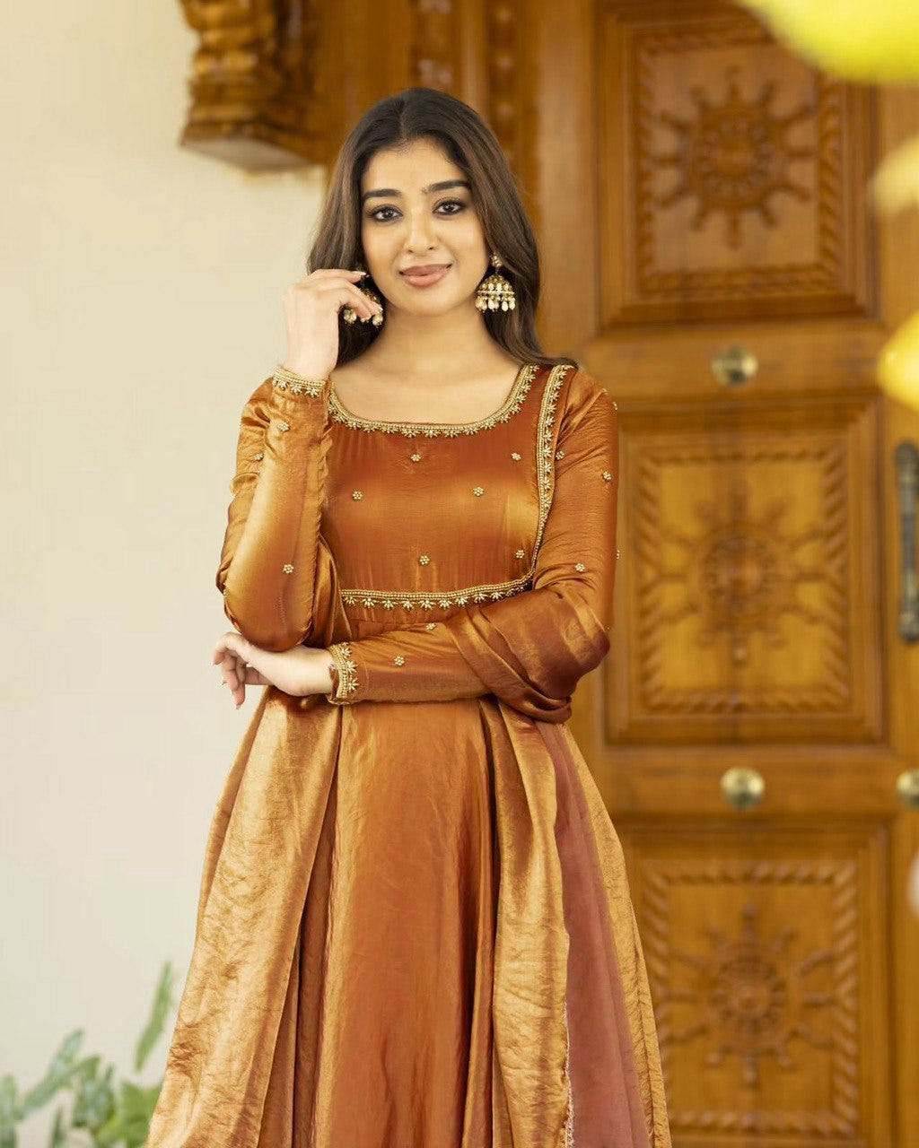Designer Fendi silk Anarkali Gown Designer Fendi silk Anarkali Gown