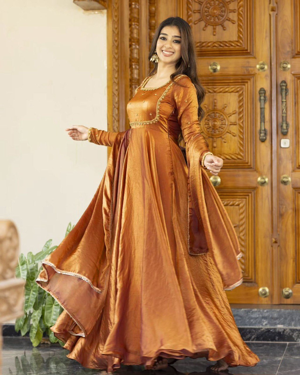 Designer Fendi silk Anarkali Gown