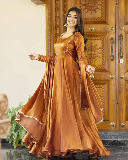 Designer Fendi silk Anarkali Gown