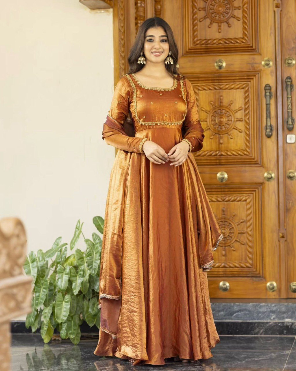 Designer Fendi silk Anarkali Gown