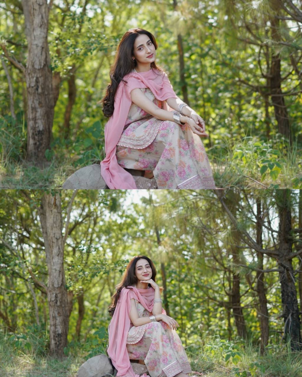 Floral Print Georgette Farshi Palazzo Suit with Embroidery & Sequence Work – Ready to Wear Designer Outfit 