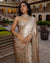Gold Satin Silk Saree With A Mirror And Embroidery Work Blouse