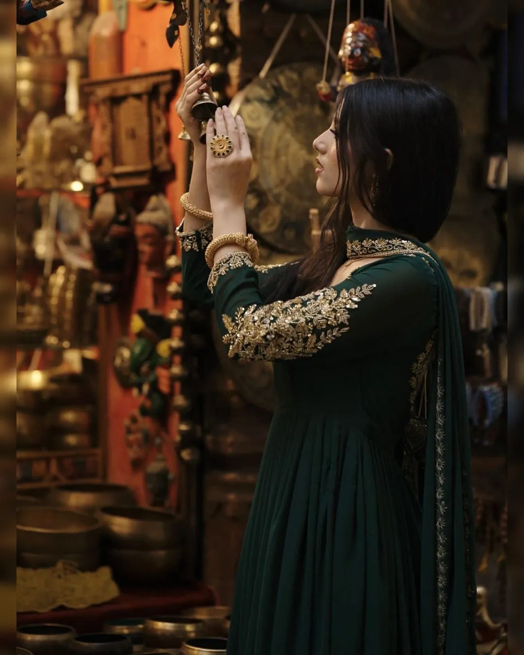 Green Color Anarkali Gown With Heavy Sequence Embroidery Bollywood Anarkali 