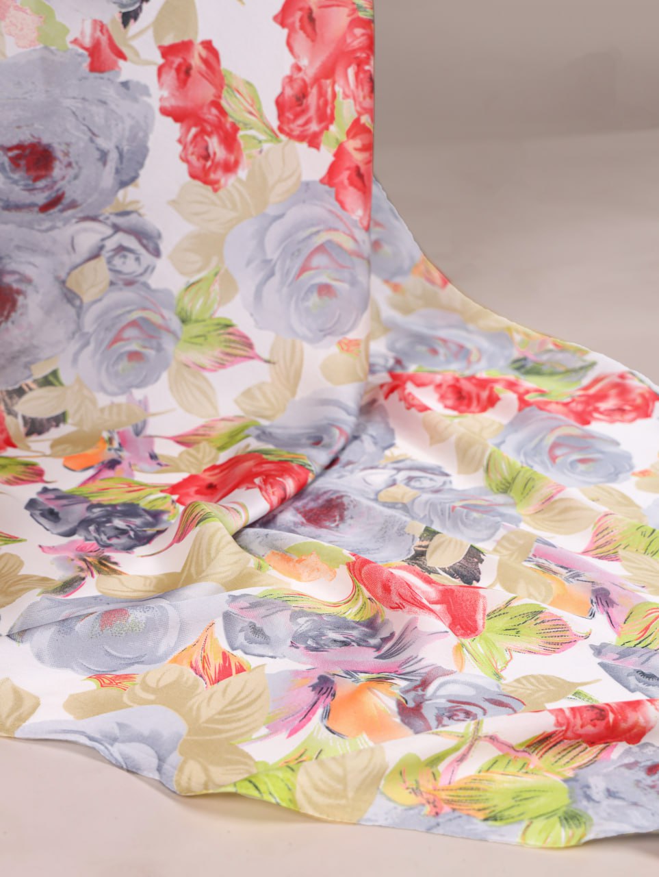 Grey Dull Satin Floral Printed Saree with Moonga Silk Blouse