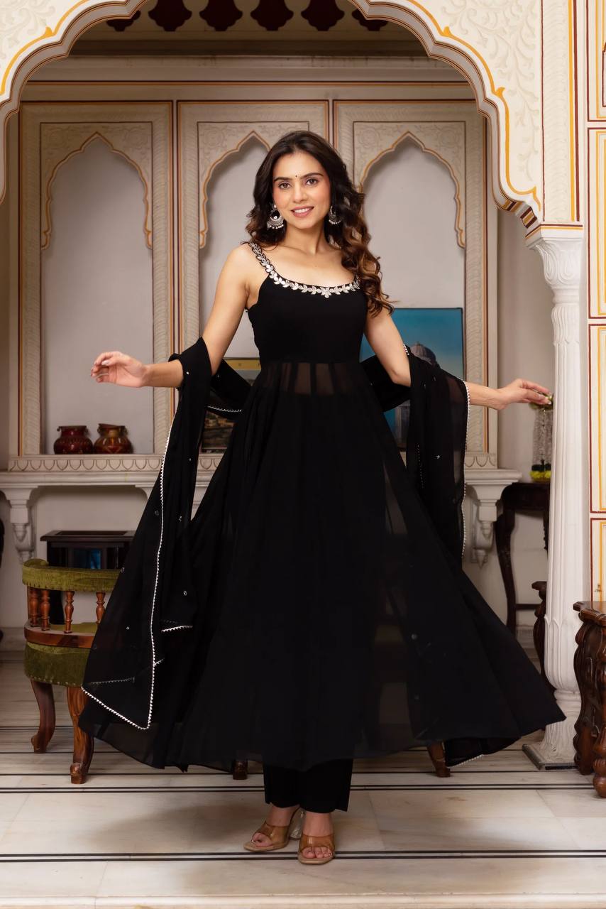 JET BLACK ANARKALI SUIT
