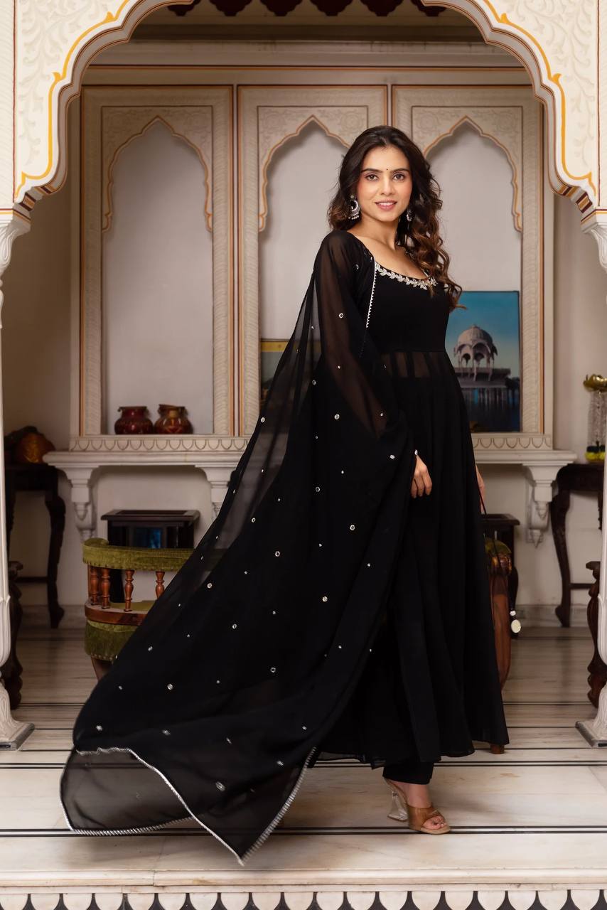 JET BLACK ANARKALI SUIT