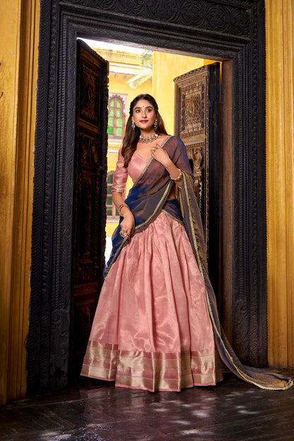 Light Pink Royal Dupion Silk Zari Weaving Lehenga Choli Set
