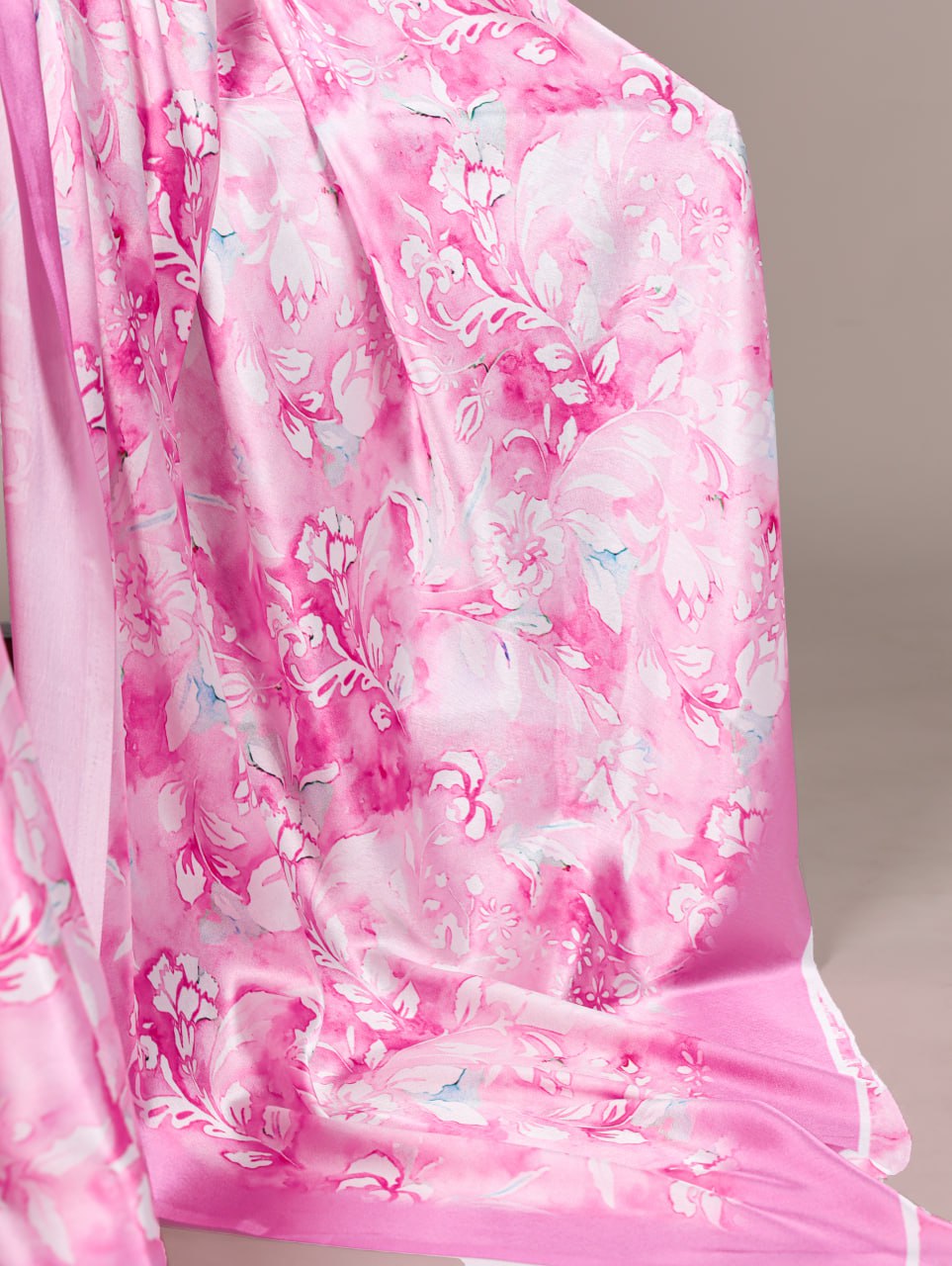 Light Pink Satin Silk Printed Saree with Fabric Elegant Banglory Blouse